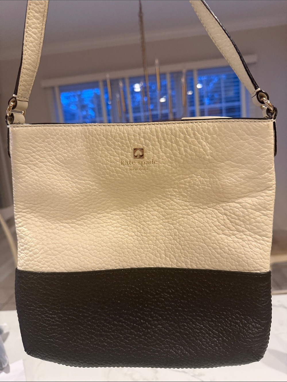 kate spade Cream and Black Two-Tone Pebbled Leather Crossbody Bag